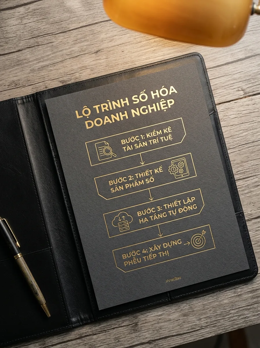 Sơ đồ lộ trình 4 bước chuyển đổi sản phẩm dịch vụ SME sang sản phẩm số
