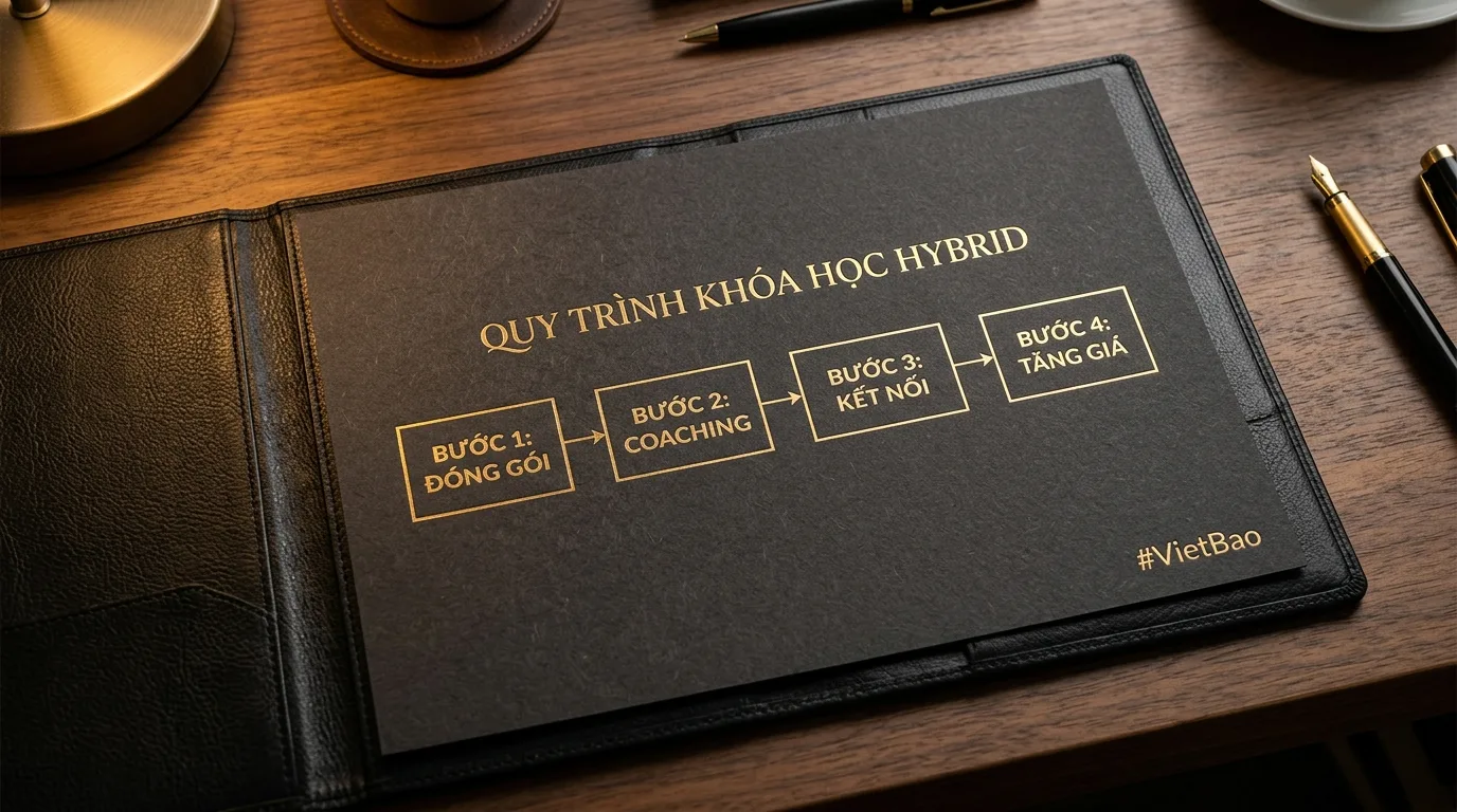 Sơ đồ quy trình 4 bước chuyển đổi sang mô hình khóa học Hybrid