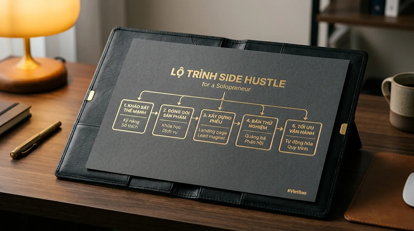 Quy trình 5 bước xây dựng mô hình Solopreneur Side Hustle tinh gọn