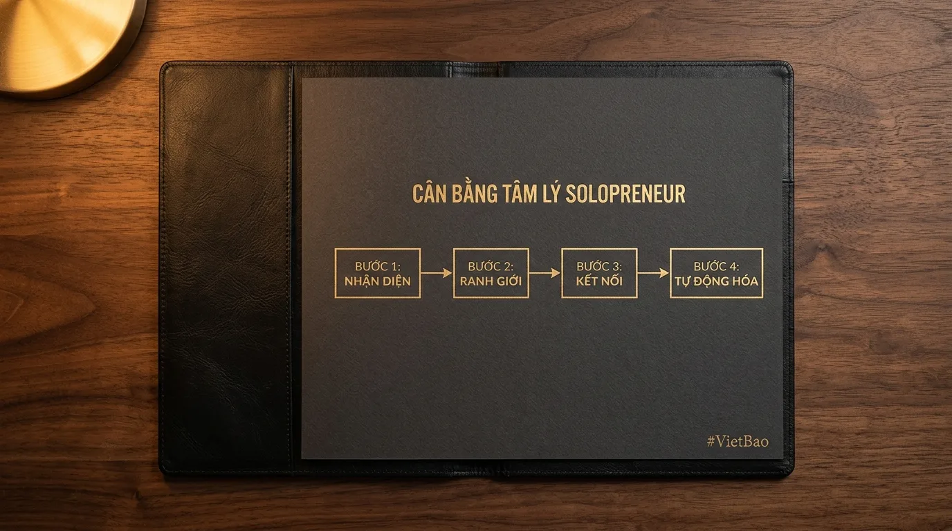 Sơ đồ quy trình 4 bước cân bằng tinh thần cho solopreneur